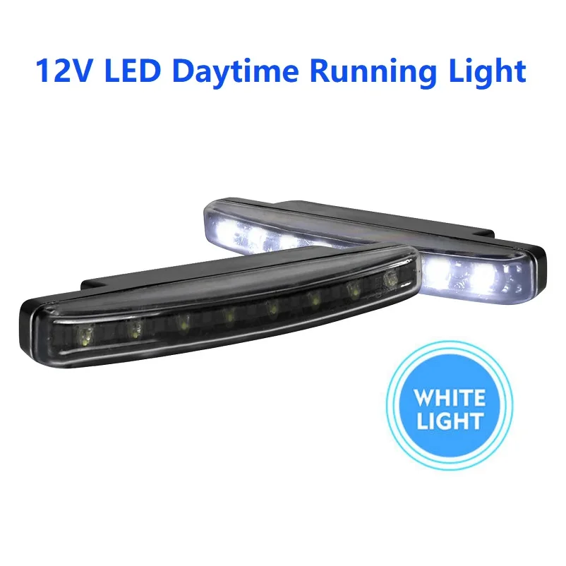 

2x12V DC LED Daytime Running Lights 8LEDs Car Accessories Auto SUV Truck Driving Head Lamp Waterproof Turn Signal White Lighting
