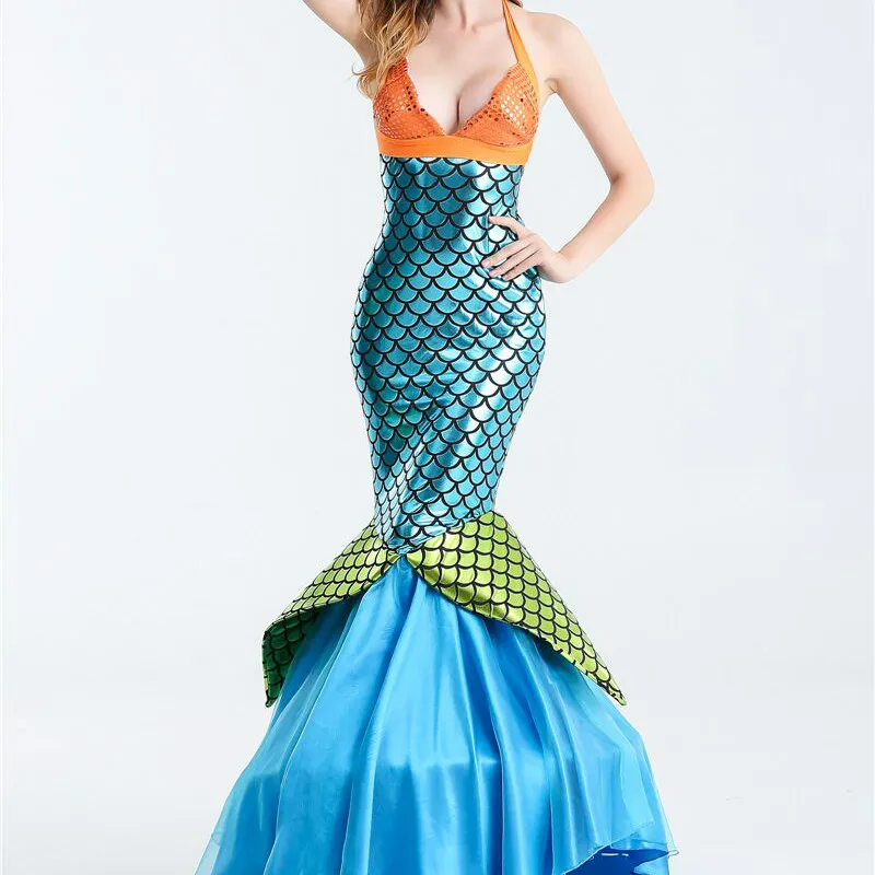 Новый сексуальный костюм хвоста русалки для взрослых голубой косплей на