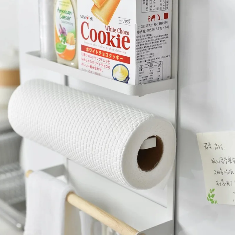 Magnetic creative refrigerator rack side wall spatula kitchen storage shelf Tissue paper Holders Free of nail | Дом и сад