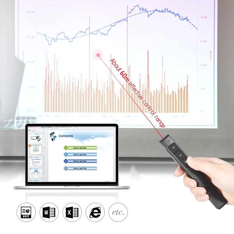 2,4G беспроводной USB PPT дистанционный Указатель управления презентером с красным лазером для power point microsoft office Prezi Keynote