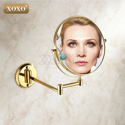 XOXO двойной макияж зеркал 1:1 и 1:3 Лупа Медь косметический Ванная комната двусторонний ванное зеркало настенное зеркало 1016/1018/7018 - Цвет: 8INCH GOLDEN