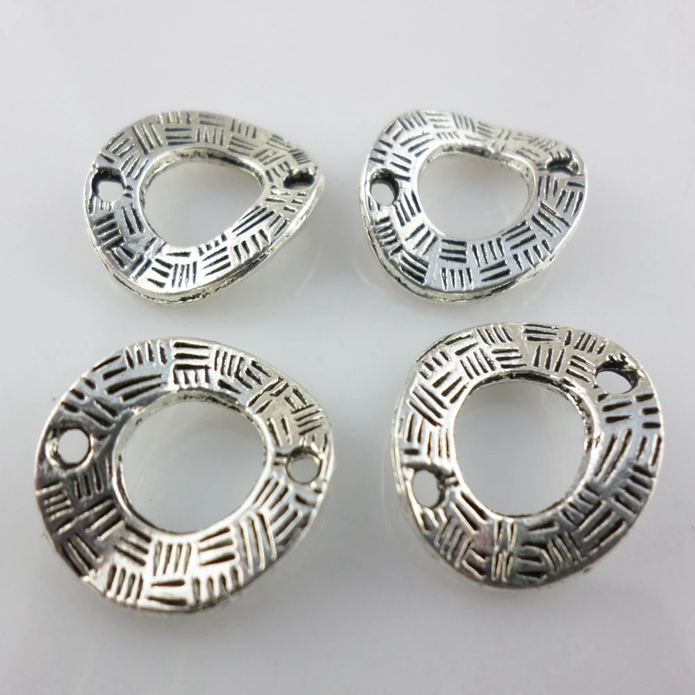 

Оптовая продажа, 20 шт., тибетские серебряные соединители для колец с 2 отверстиями, подвески, Ювелирная фурнитура 15x18 мм