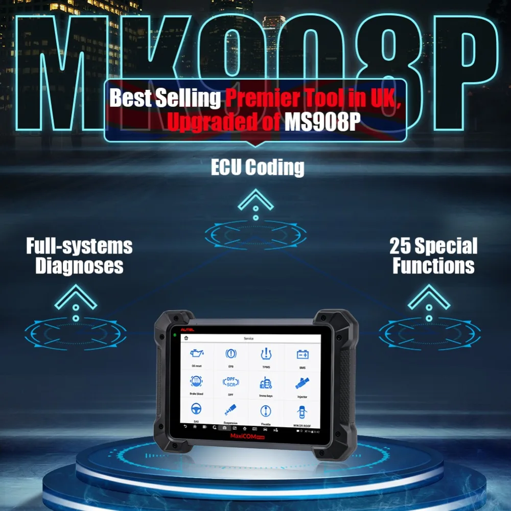 Autel MaxiCOM MK908P OBD2 диагностический инструмент автоматический сканер ECU кодирование J2534 ECU программирование pk Maxisys Pro Elite автомобильные инструменты