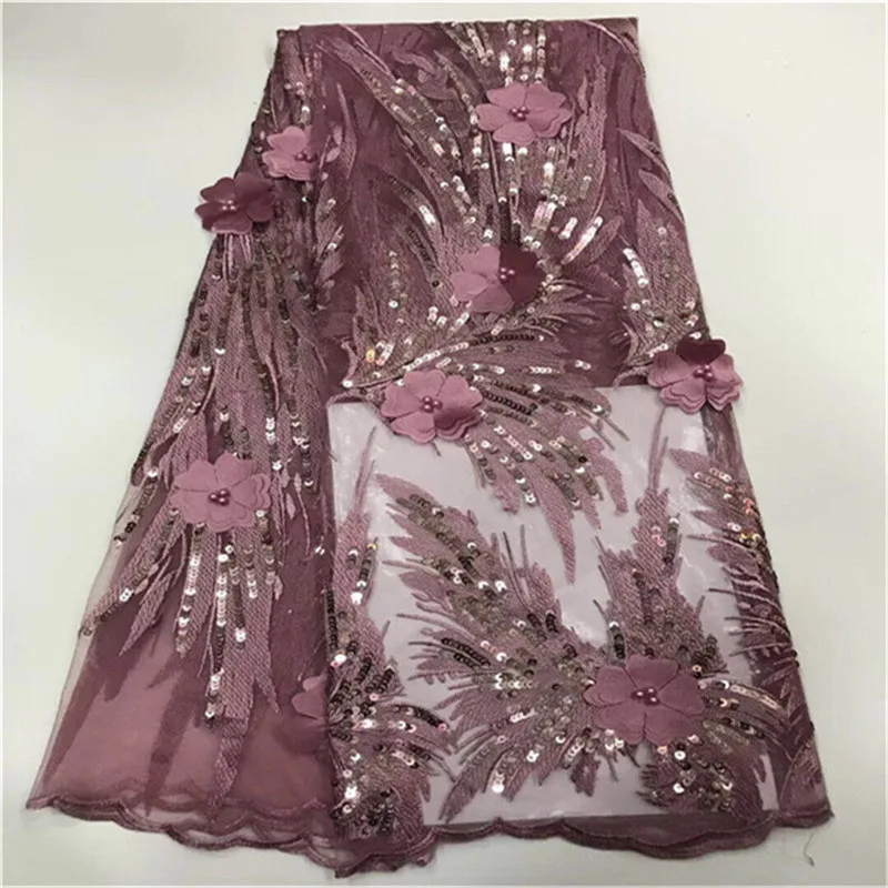 Африканская кружевная ткань с 3D аппликацией красивая золотая блестками и