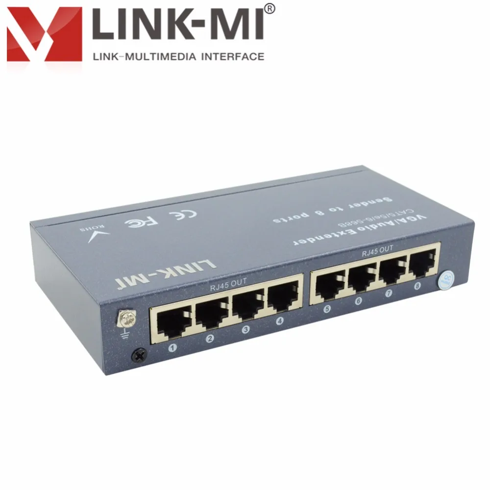 Сплиттер VGA для аудио и видео 8 портов 350 МГц 1x8 100 м 200 300 синий цвет LINK MI|audio video transmitter