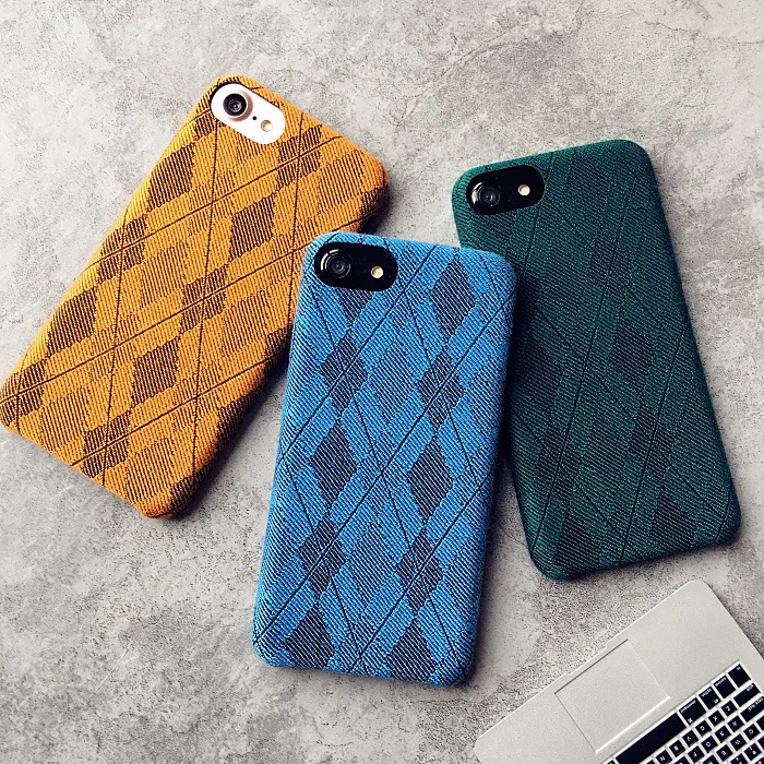 Eqvvol British Style Lattice Cloth Phone Case For iPhone 7 Plus Luxury Grid Patterned Cases 6 6s Cover | Мобильные телефоны и
