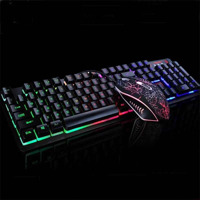 Professional USB Wired Gaming Keyboard and Mouse Kit with Colorful Backlights Keys 2400DPI Mice for Gamer | Компьютеры и офис