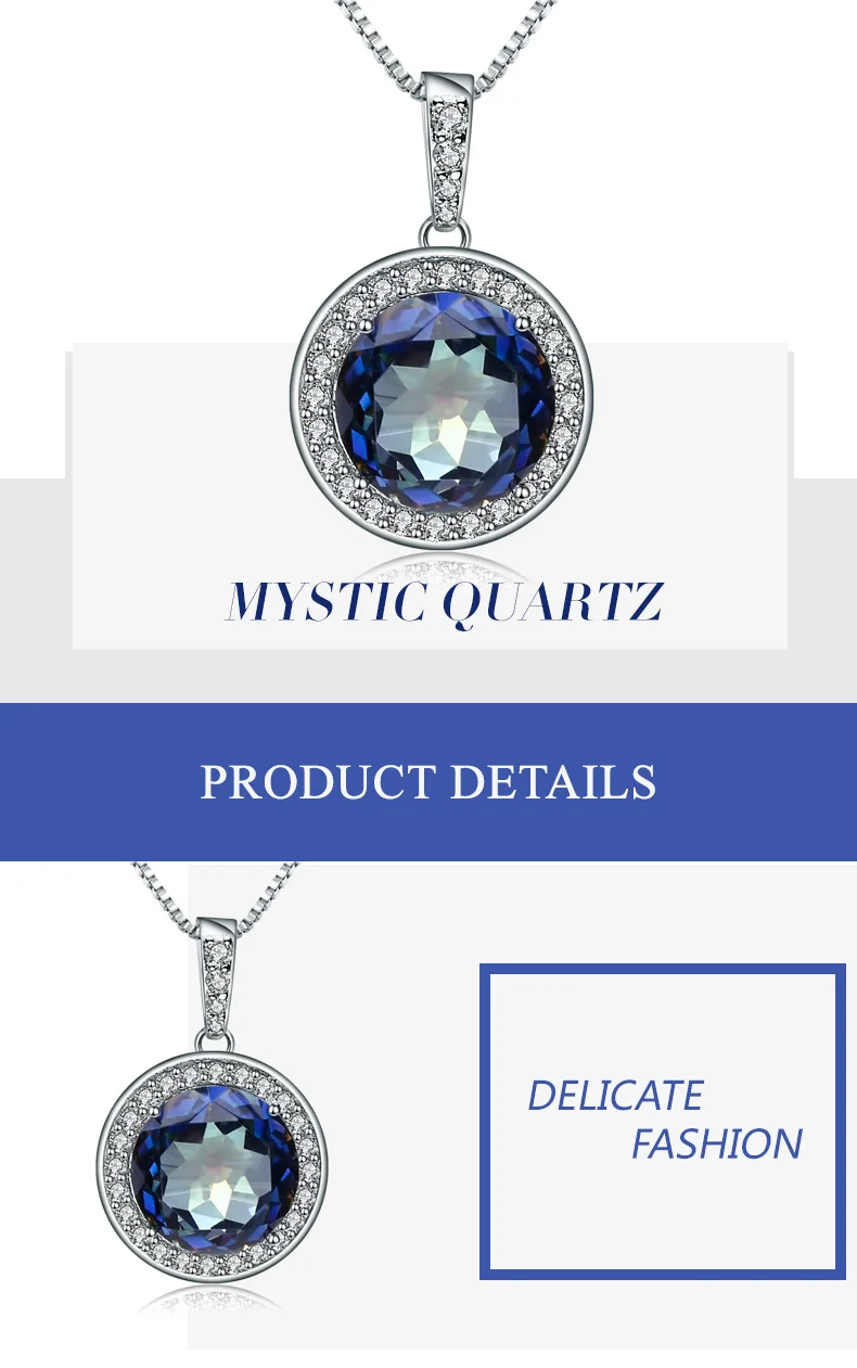 Gem's Ballet 4.79Ct натуральный Blueish мистический кварцевый камень ожерелье с кулоном из цельного 925 пробы серебра хорошее ювелирное изделие для женщин