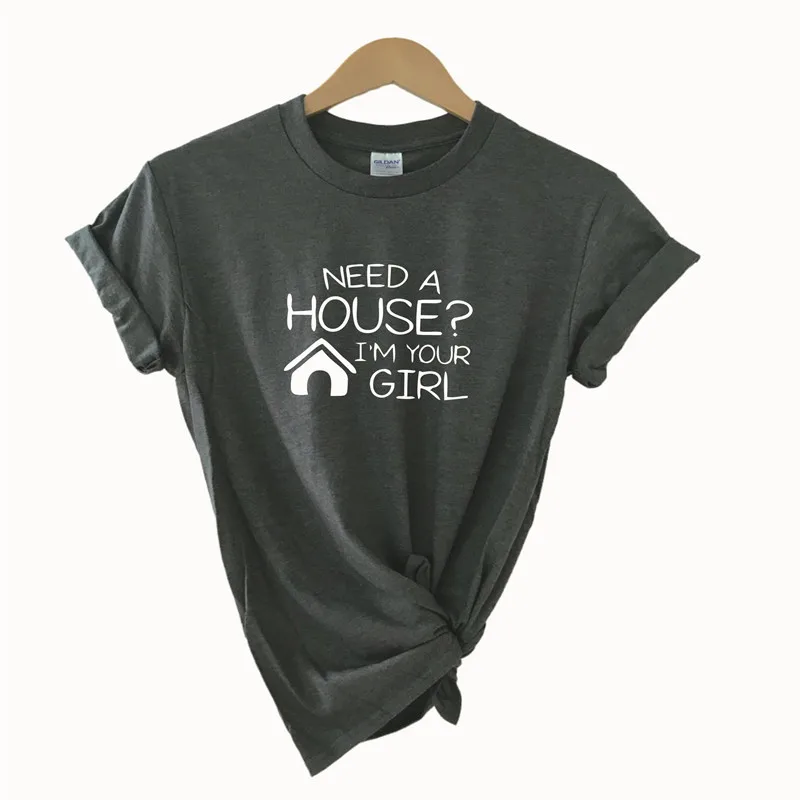 Нужен дом? Рубашка I'm Your Girl Real Estate Shirt Harajuku укороченный топ плюс размер футболки
