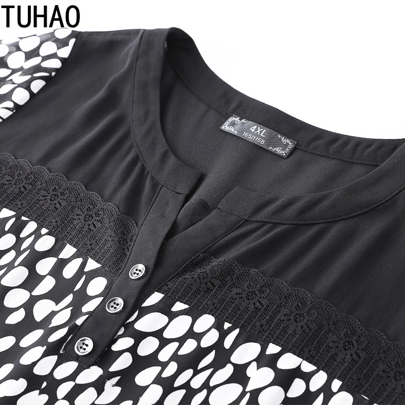TUHAO размера плюс женские топы 10XL 9XL 8XL Blusas Femme элегантные шифоновые блузки Женская свободная одежда в горошек Повседневная рубашка MS06