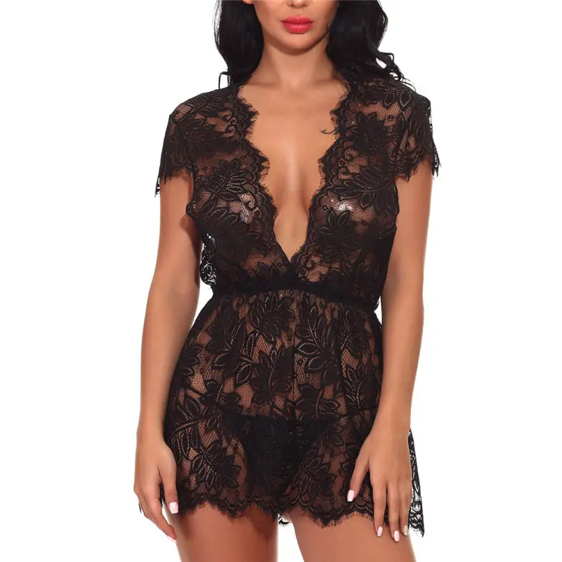 Женское сексуальное нижнее белье кружевное с глубоким v-образным вырезом и