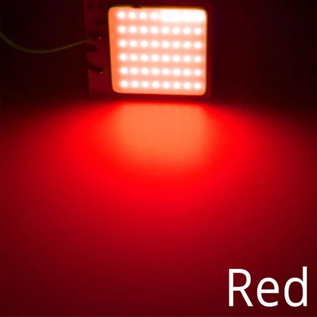 1 шт. Светодиодная лампа для чтения автомобиля T10 Cob W5W C5W 16 24 36 48 led 7 цветов, потолочный светильник, купольная лампа BA9S 3 адаптер постоянного тока 12 В - Испускаемый цвет: Red