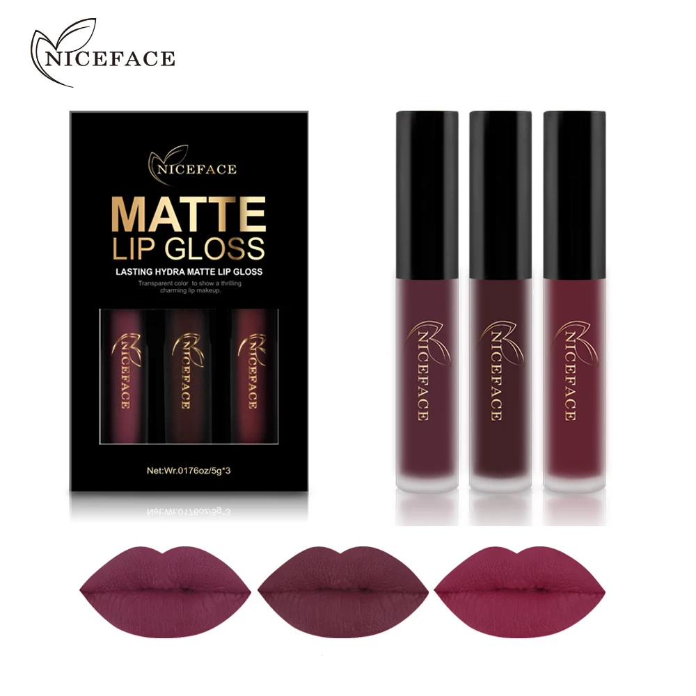 NICEFACE 3 шт./лот Матовая жидкая губная помада набор для макияжа долговечный