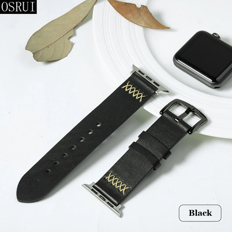 Ремешок для Apple watch 4 кожаный ремешок 42 мм 38 correa iwatch 44 40 серия 3 2 Автомобильная линия