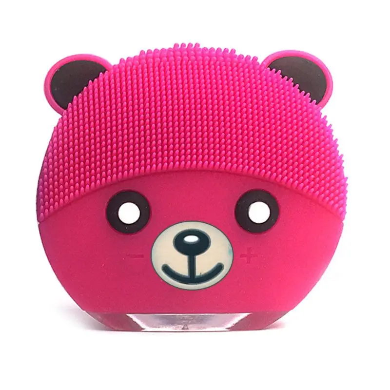 Hot Pink Мини медведь электрическая щетка для очищения лица USB Перезаряжаемый силиконовый очиститель для лица Глубокая очистка пор водостойкий Вибрационный - Цвет: Hot Pink
