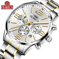 olmeca mens watch luxury fashion big dial stainless steel wrist watches military elegant watch for men saat relogio masculino