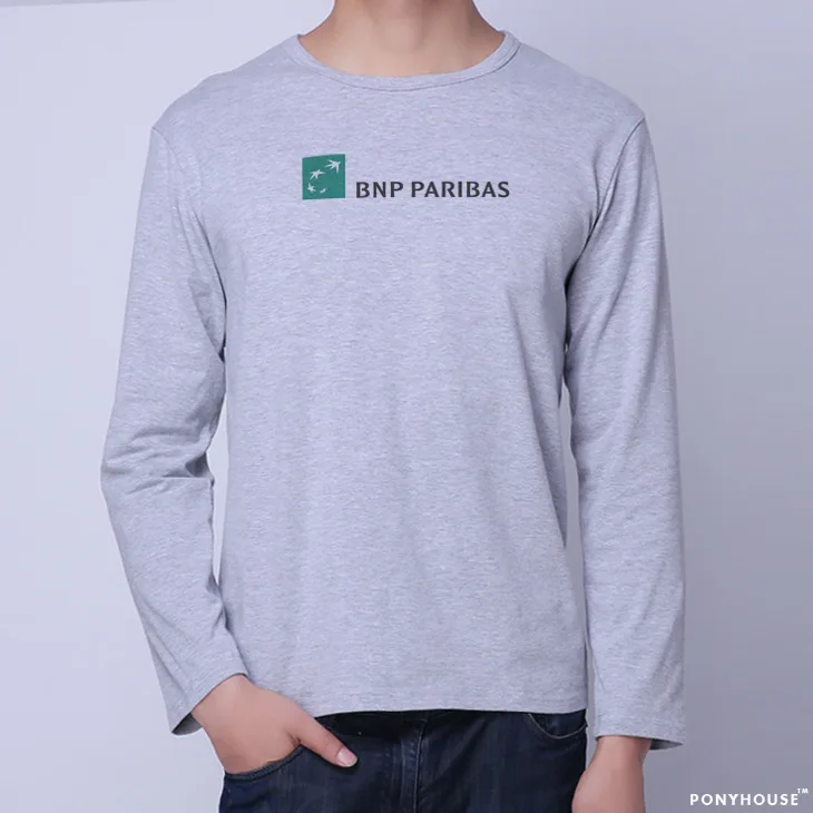 2015 К BNP PARIBAS логотип мужская студентов колледжа отправить подарки рубашку с