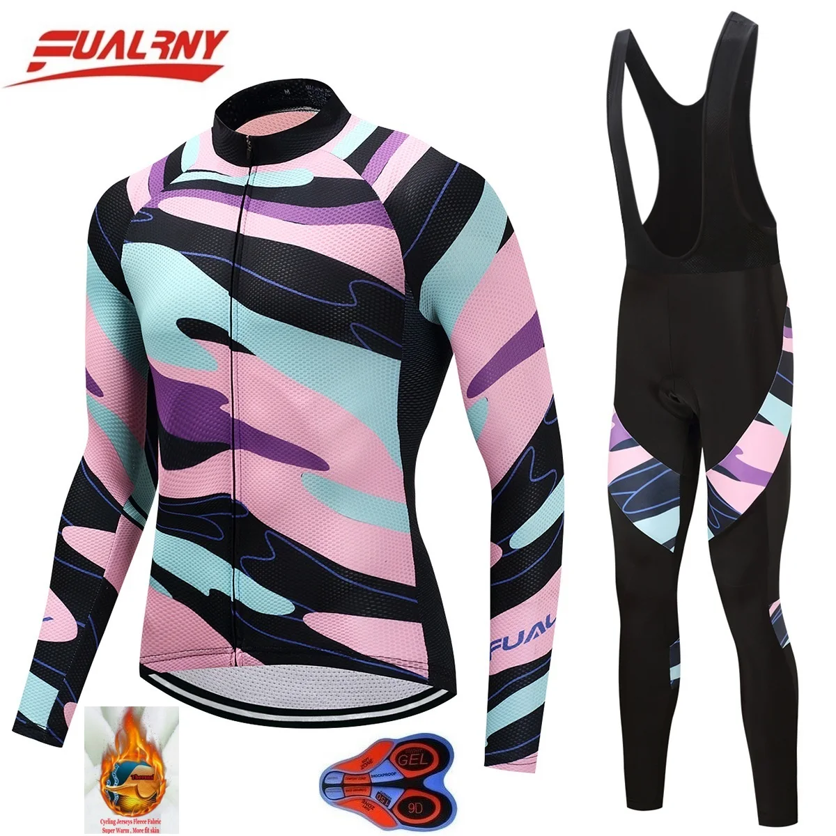 2018 FUALRNY NEW cycling jersey long sleeve men with pants sets winter Thermal Fleece top sale mtb bike wear 9D | Спорт и