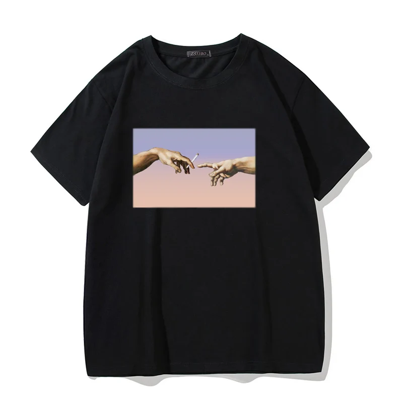 Футболка мужская с забавным принтом уличная одежда Микеланджело модный топ в