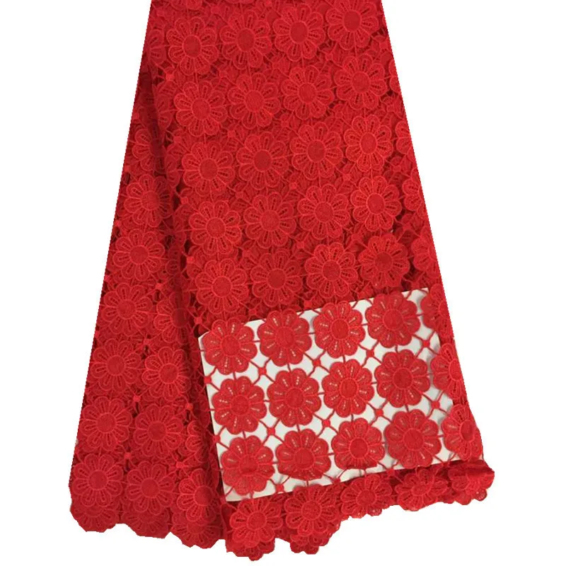 

Swiss Red 2022 High Quality African Lace Fabric Guipure Cord Nigerian Fashion Material For Bride Wedding Party Dress Sewing