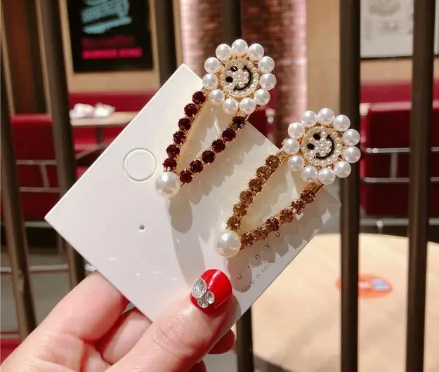 2019 женский модный с кристаллами со стразами смайлик заколки для волос