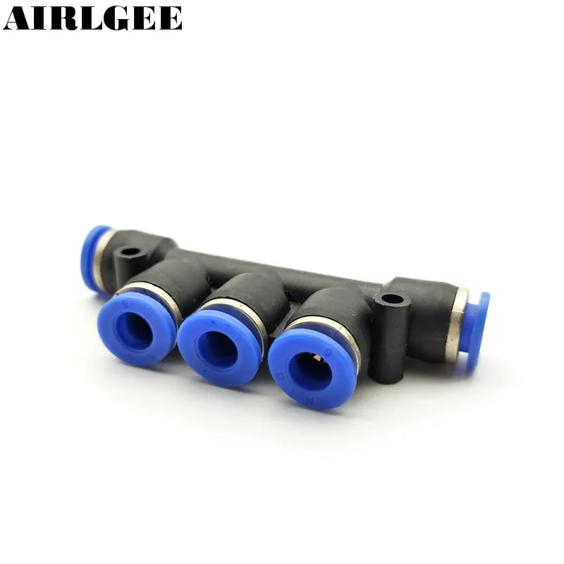 6mm 5 Way Splitter One Touch Push in Connector Pneumatic Union Coupler Black | Обустройство дома