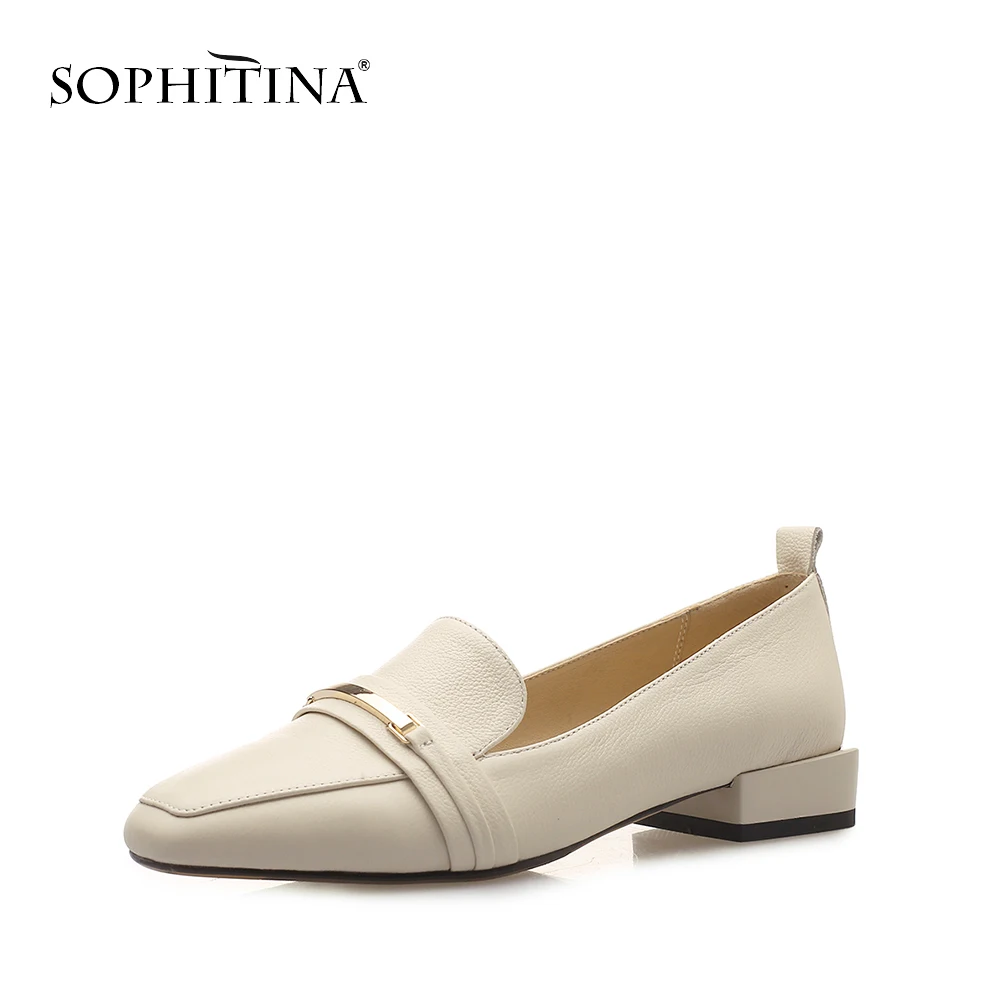 SOPHITINA/элегантная обувь на плоской подошве квадратном каблуке Цвет черный бежевый