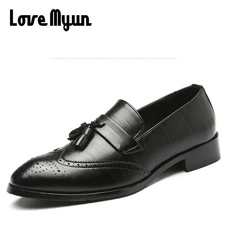 New Autumn Fashion High Quality Men's brogue Flats Retro Carved loafers Dress Business Men Casual Tassels Leather Shoes OO-51 | Обувь
