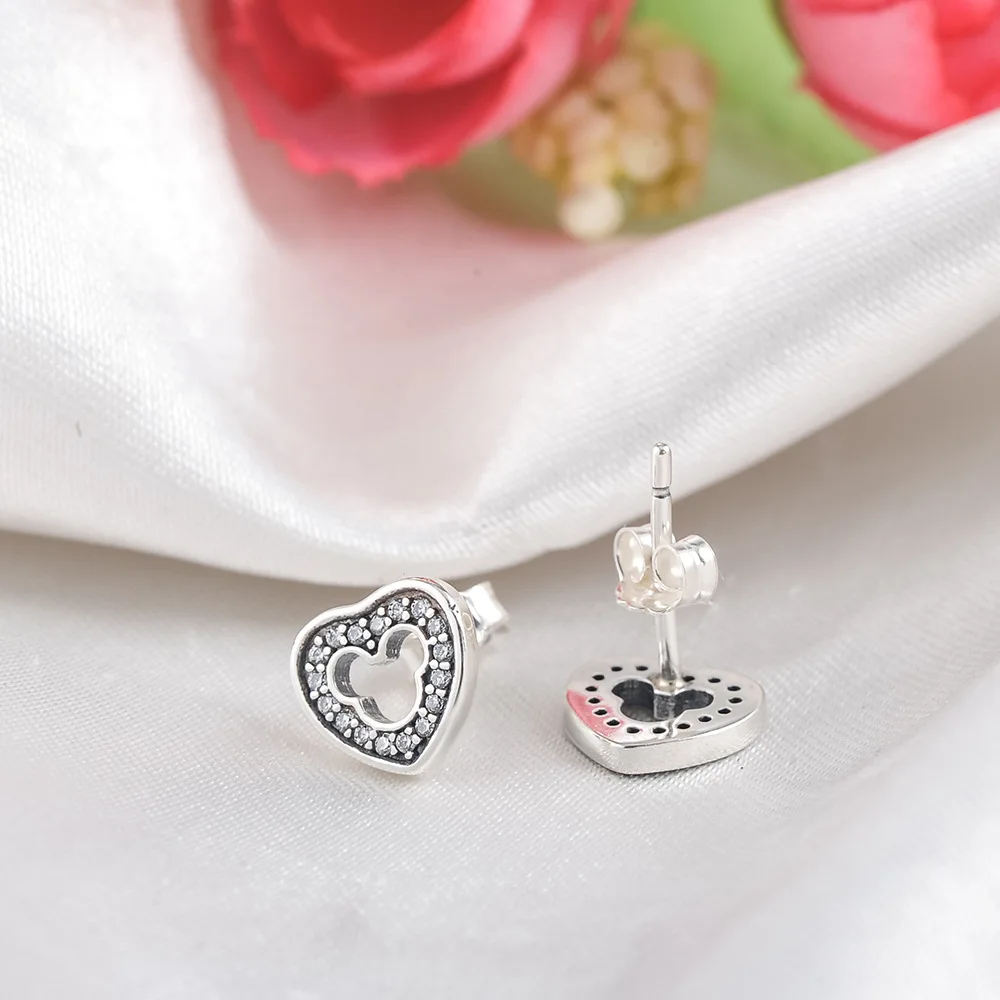 Серебряный цвет ослепительные серьги с сердечком милый Мики муза очаровательные