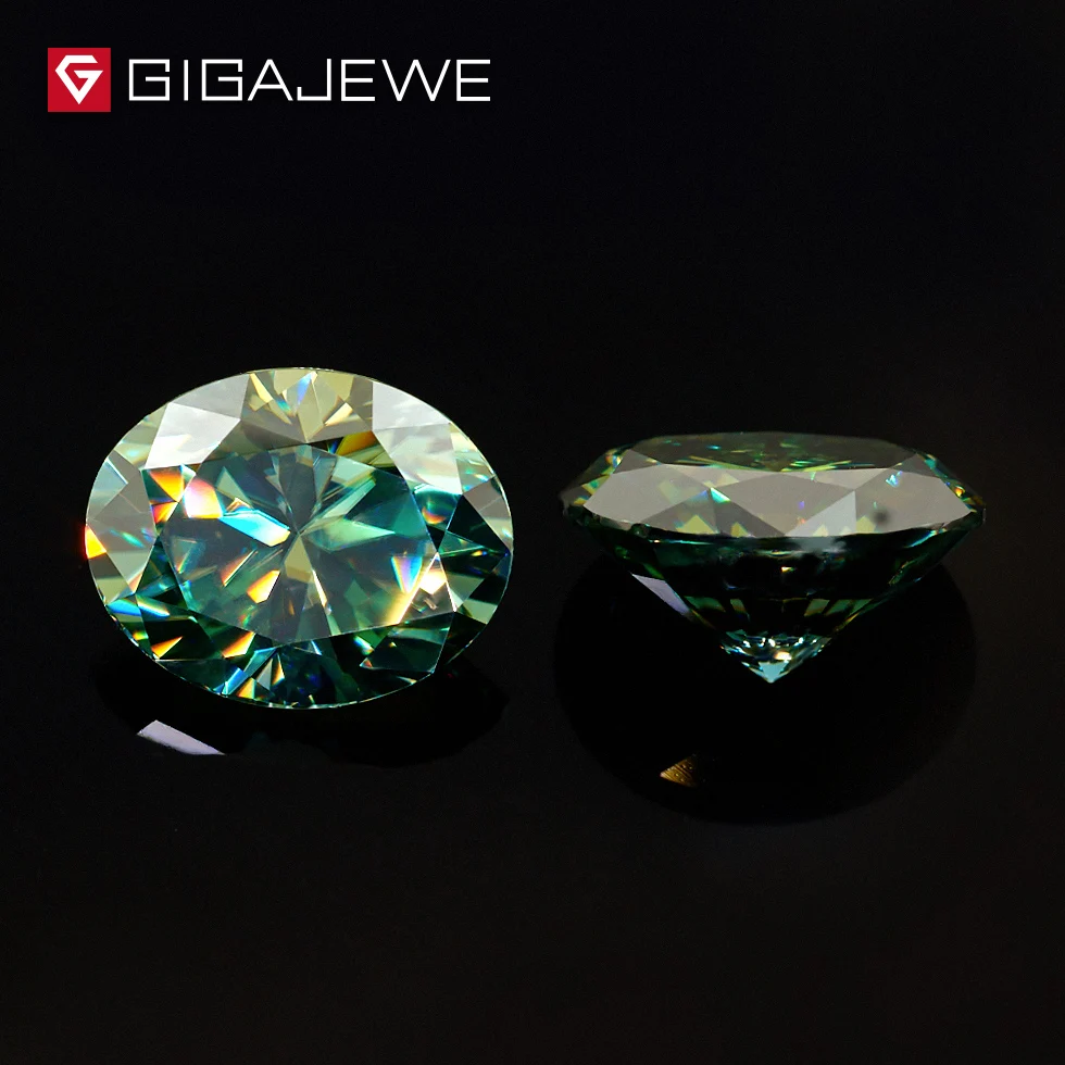 GIGAJEWE Муассанит овальной огранки зеленого цвета 6 мм X 8 мм 1.2ct бусины DIY драгоценный камень для изготовления ювелирных изделий подарок для девушки