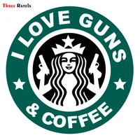 three ratels alww201 15x15cm i love guns and coffee funny auto sticker decals decal car not reflective