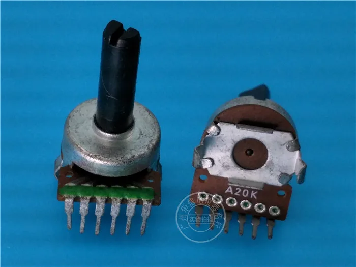 1pcs 161-type vertical double potentiometer A20K / 6 feet Without screw/ handle length 20MMF | Обустройство дома