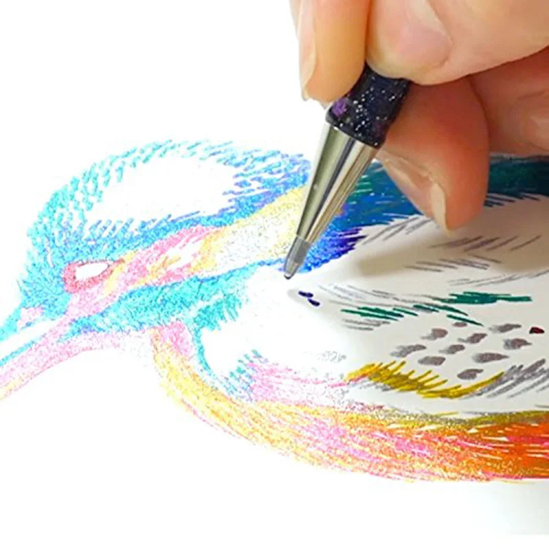 Pentel, двойные гибридные металлические ручки, сверкающие, жидкий гель, роликовый шар, художественный маркер, 1,0 мм, смелый, для черного цвета, украшение для открыток, рисунок