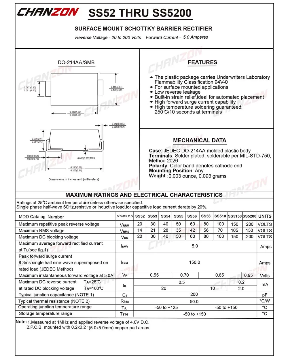 (50 шт.) SS54 SMD Schottky барьер выпрямитель диоды 5A 40 V SMB (DO 214AA) 5 ампер вольт|rectifier diode|diode