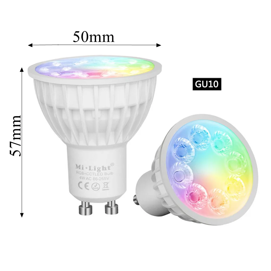 Приглушаемая Светодиодная лампа Mi Light 4 Вт GU10 RGB CCT (2700 6500K) светодиодная для