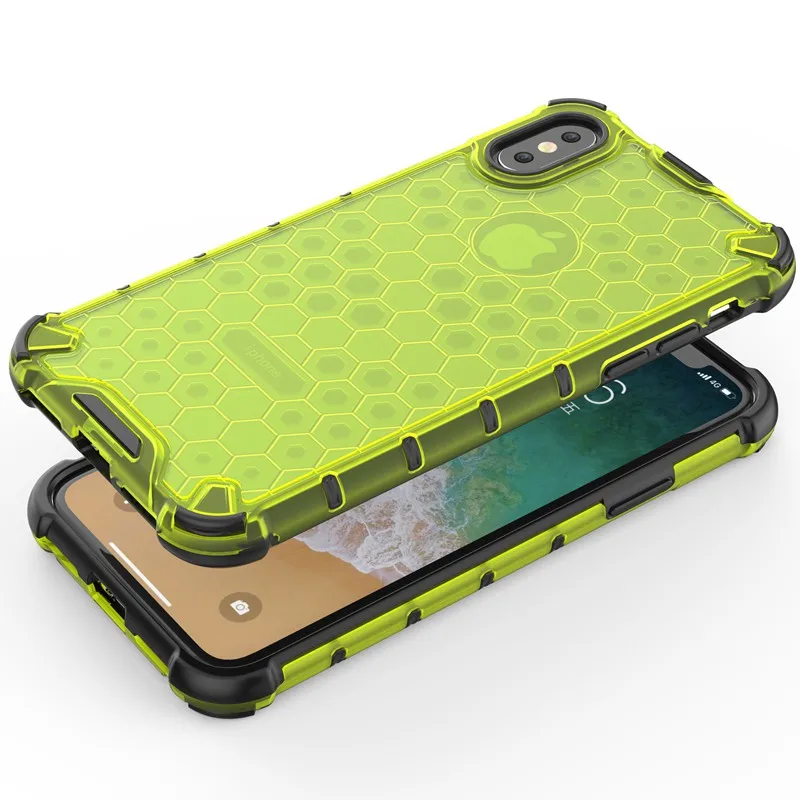 Гибридный защитный чехол из ТПУ+ поликарбоната для iPhone XS Max XR XS X 7 8 6 6S Plus, прозрачный противоударный чехол с Сотами для iPhone 11 Pro Max 11 Pro