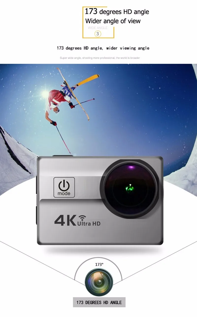 Ultra HD 4 К WiFi Действий Камеры 2.0 &quotЖК 16MP 25FPS 1080 P Спорт DV Go pro стиль 170 Градусов