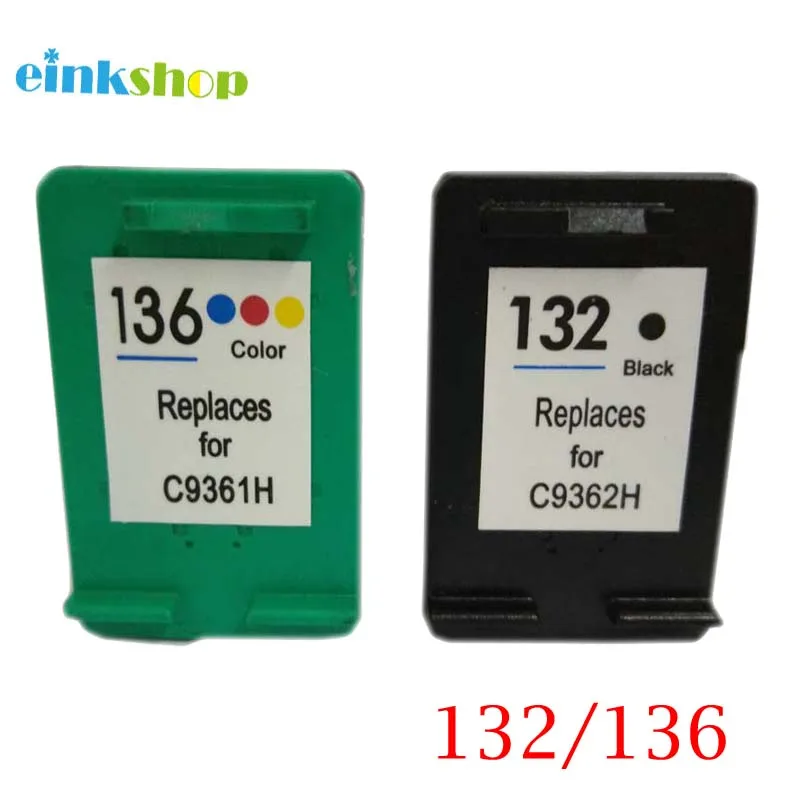 Einkshop 132 136 Заправляемый картридж с чернилами Замена для hp 132 136 Photosmart 2573 C3183 D5163 1513 Officejet 6213 5443 принтер