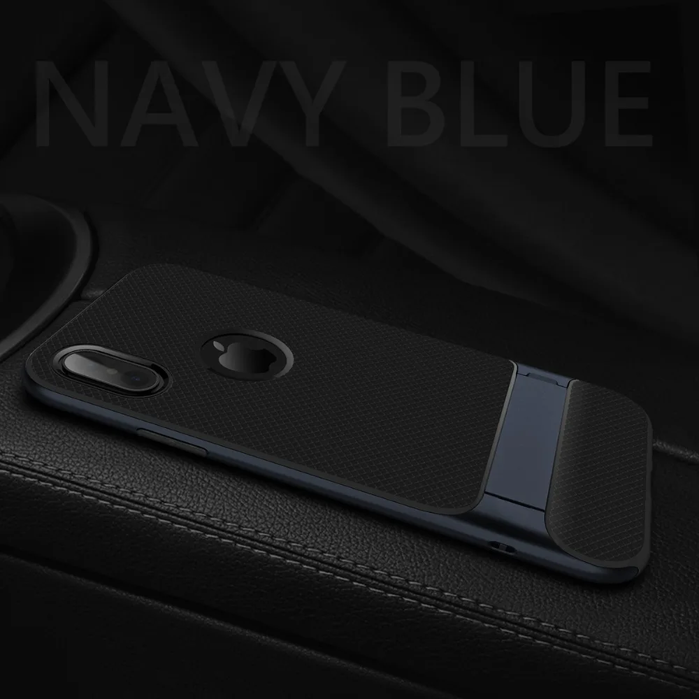 TPU+ PC для IPhone X чехол ROCK Royce держатель серии Подставки антидетонационных защитный чехол для Iphone X 10 Телефон задняя крышка