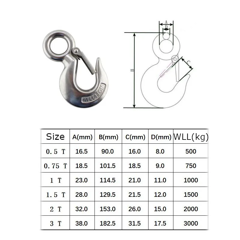 Подъемный кран с защелкой S320 крючок предохранительной нагрузкой из нержавеющей
