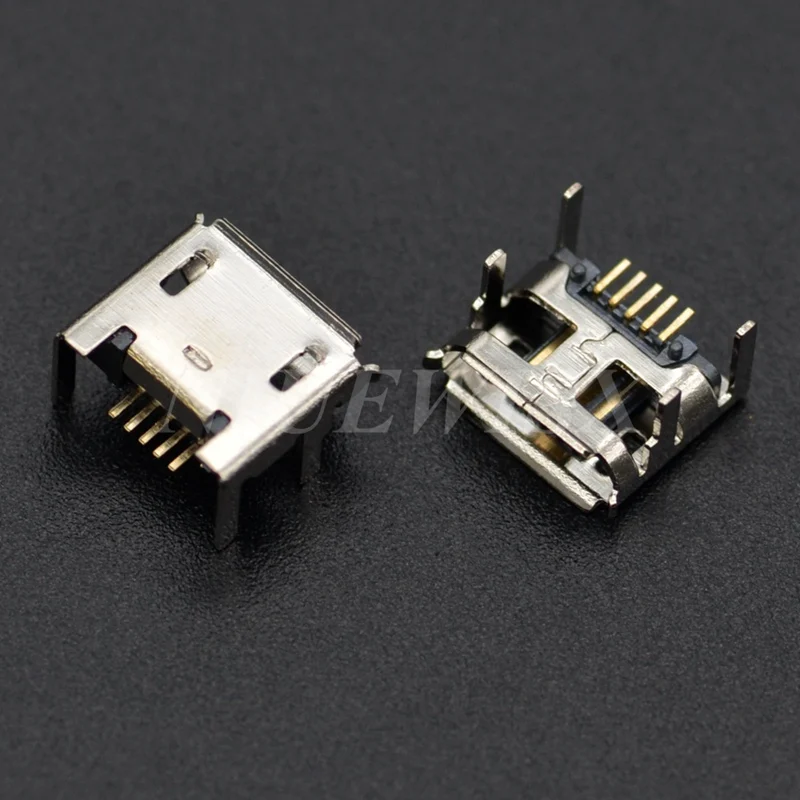 10 шт. Micro USB гнездо 5pin Тип B 4 вертикальные ножки Паяные соединители Разъем для зарядки длинные ноги 1,8 мм