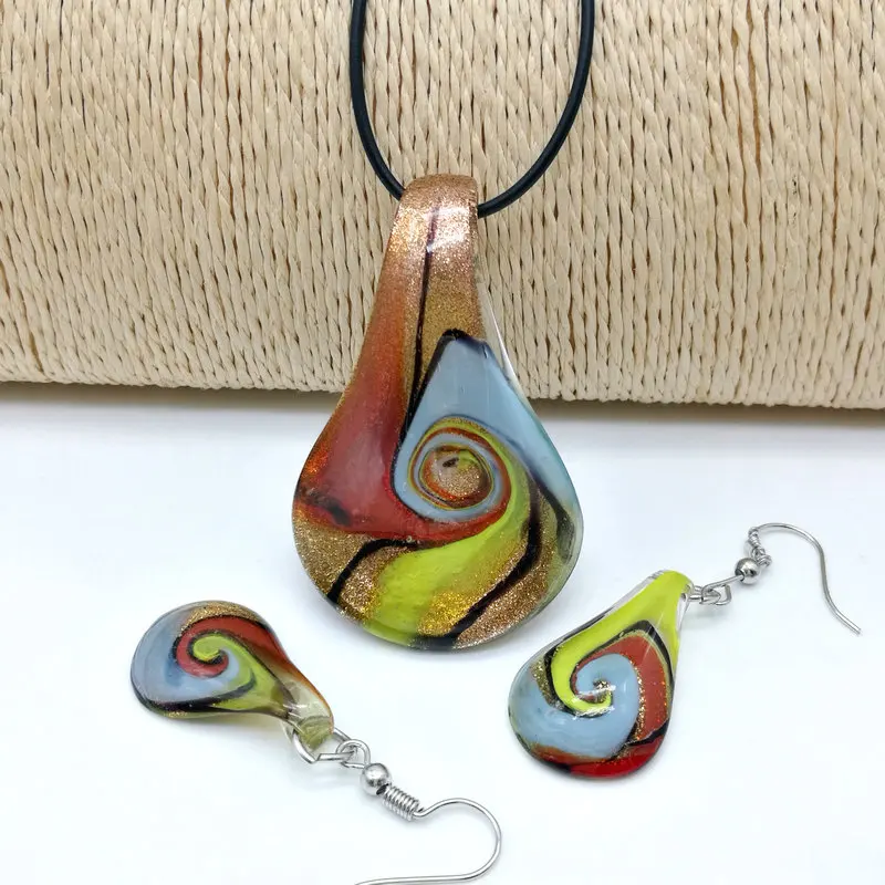 6 комплектов ажурных сережек-подвесок из муранского стекла в форме капли