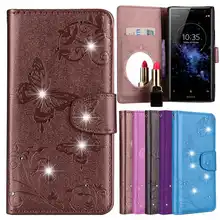 Bling Зеркало чехол для sony Xperia XZ1 XZ2 кожа флип Внутренняя ТПУ Кошелек