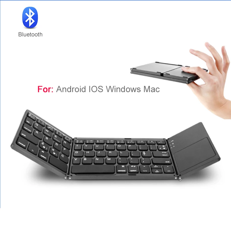 B033 портативная двухместная Складная Bluetooth клавиатура BT беспроводная сенсорная