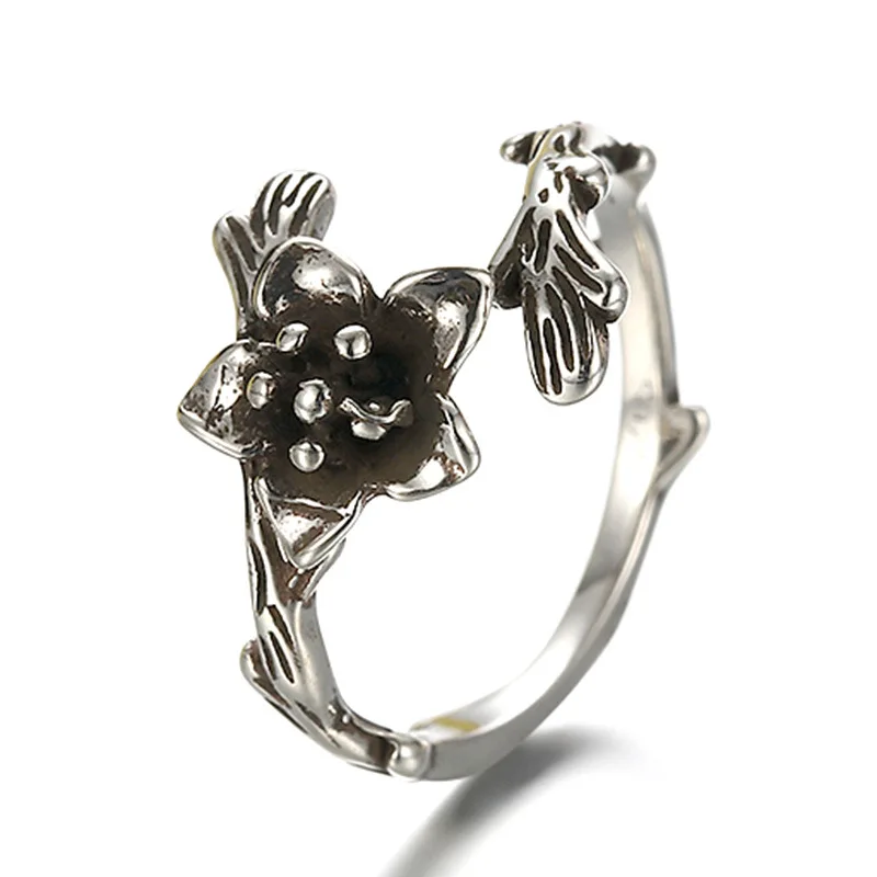 Винтажное кольцо буддистские лотосы античные тайские серебряные кольца для