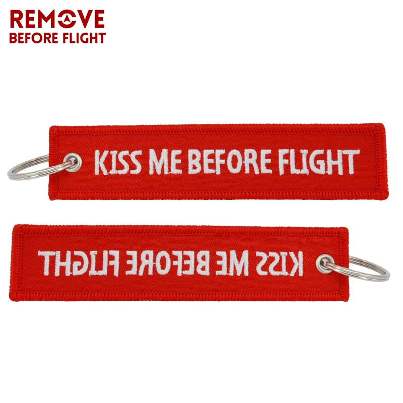 Автомобильный брелок с красной вышивкой и надписью Kiss Me Before Flight|Кольца для