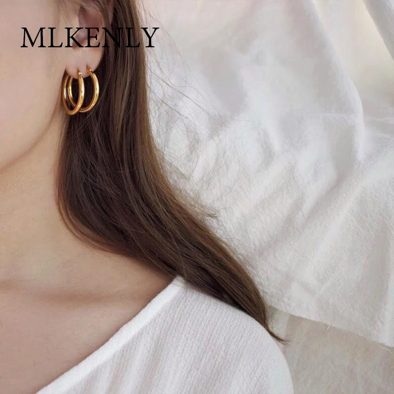 Большие гладкие серьги MLKENLY в стиле хип хоп увеличенные ювелирные изделия