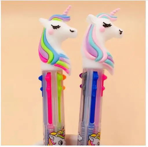 6 color Шариковая ручка Симпатичные Единорог 2 шт/комплект мультфильм 3 цвета 6 Цвет коренастый шариковая ручка школы канцелярских подарок StationeryYZB004G - Цвет: 6 color