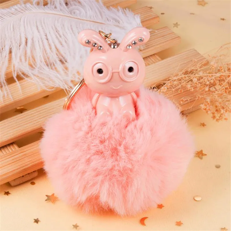 Cute ute rabbit diamond long eared plush keychain pendant toy ladies car christmas birthday gift |