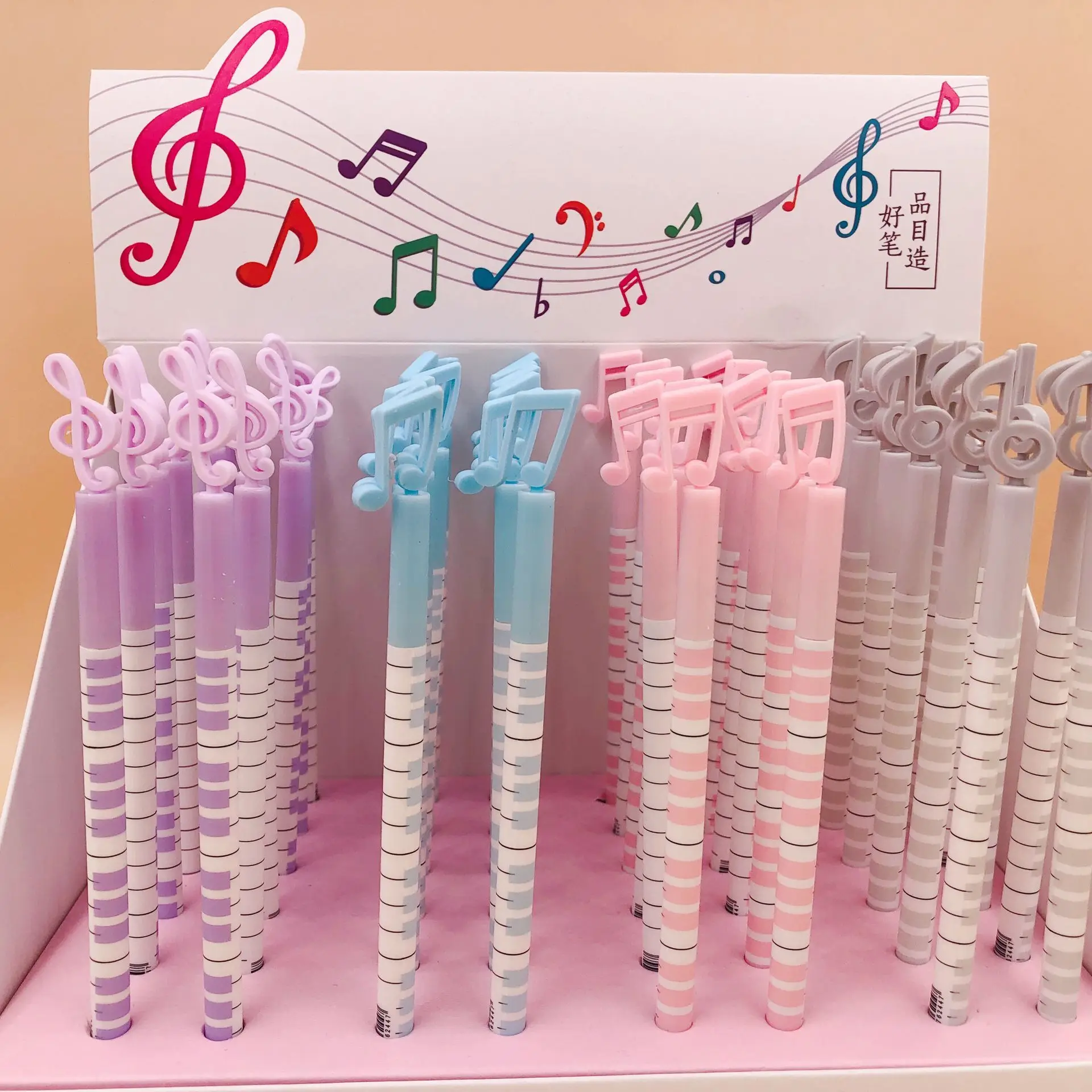 

48 pcs/lot Music symbol Gel Pen Cute Silicone 0.5mm Black Ink signature pen School writing Supplies Stationery gift